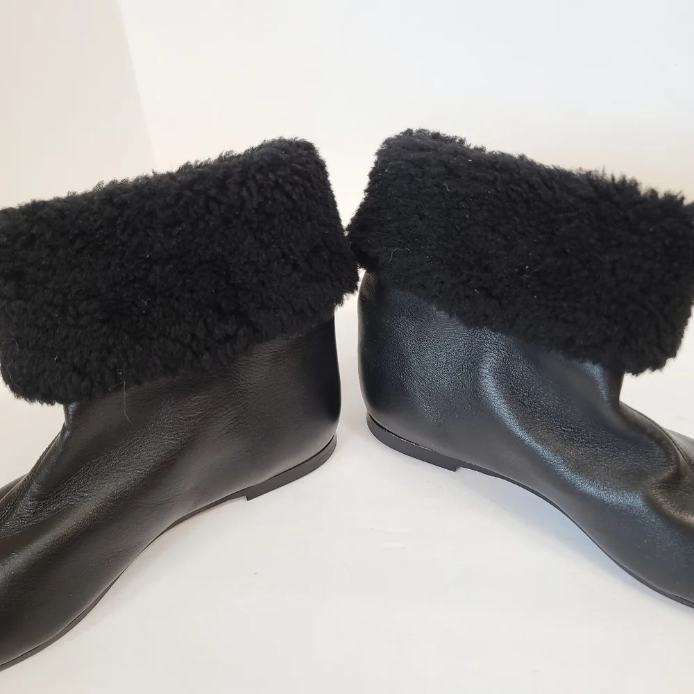 Mansur Gavriel | Cosy Boots in Black Lambskin Sheep Shearling Size 8 - Picture 10 of 14